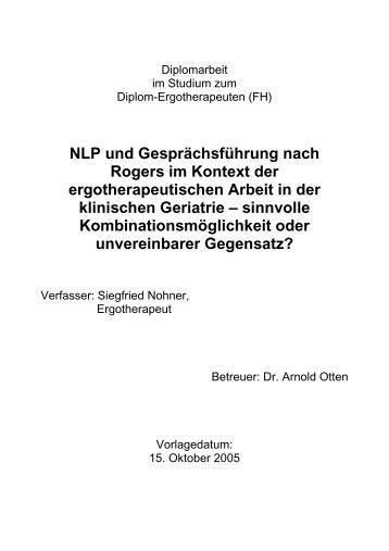 NLP und Gesprächsführung nach Rogers im Kontext der ...