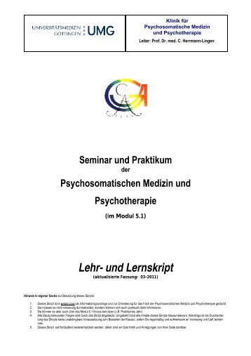 Lehr- und Lernskript - Psychosomatik & Psychotherapie