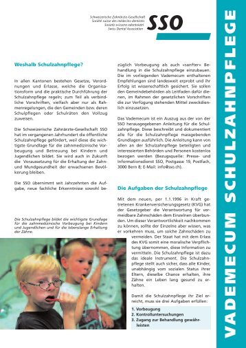 Vademecum zur Schulzahnpflege - SSO