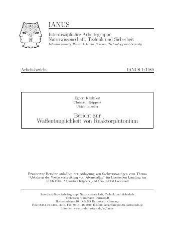 Bericht zur Waffentauglichkeit von Reaktorplutonium - IANUS ...