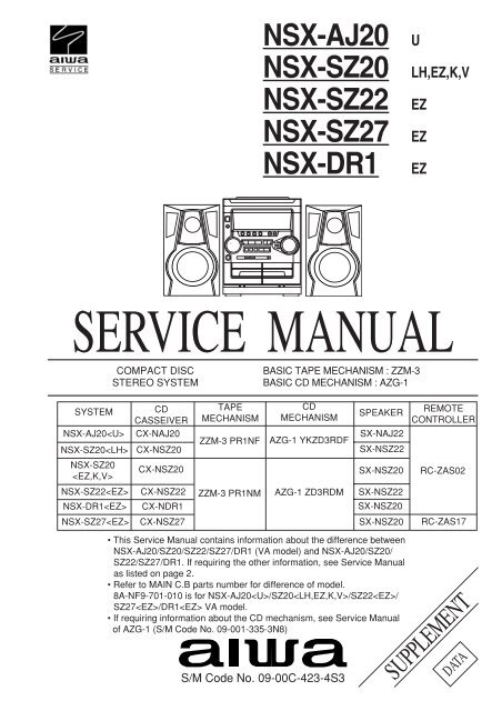 Aiwa Nsx Aj20 Audio System Service Manual