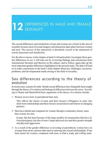 DIFFERENCES IN MALE AND FEMALE SEXUALITY Sex ...