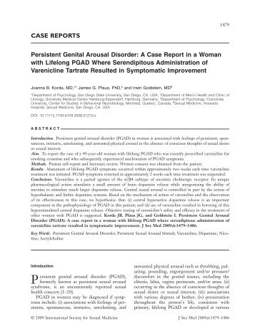 Persistent Genital Arousal Disorder: A Case Report in a ... - Psas