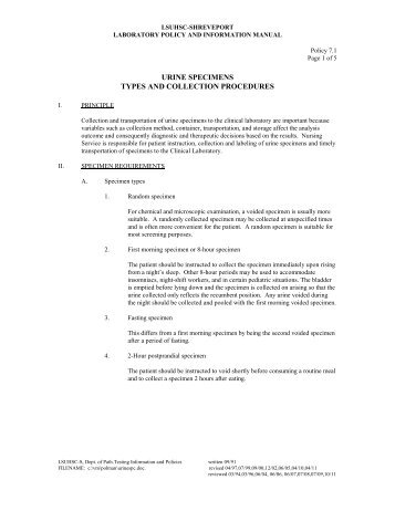 example of a protocol for urine sample collection for legally