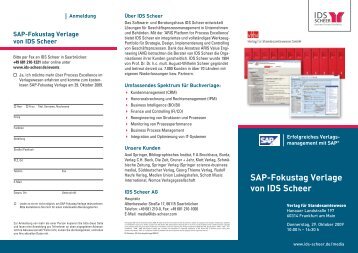 SAP-Fokustag Verlage von IDS Scheer - IDS Scheer AG