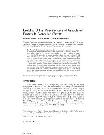 Leaking urine: Prevalence and associated factors in Australian women