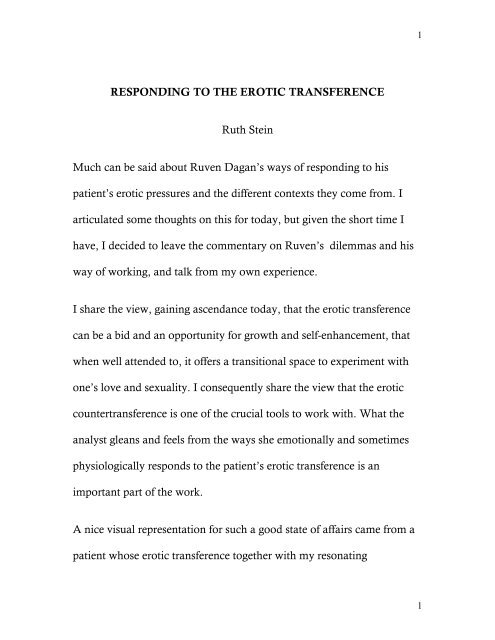 Transference erotic The Erotic