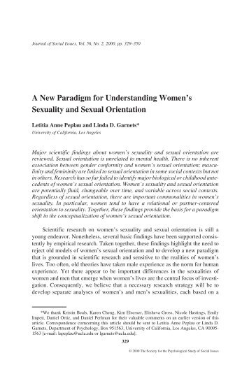 A New Paradigm for Understanding Women's Sexuality and Sexual ...