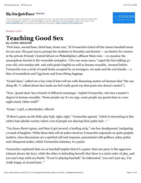 carnal knowledge the sex ed debate