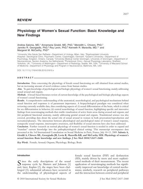 Physiology of Women s Sexual Function Basic Knowledge Picture