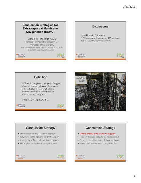 Disclosures Definition Cannulation Strategy Cannulation Strategy