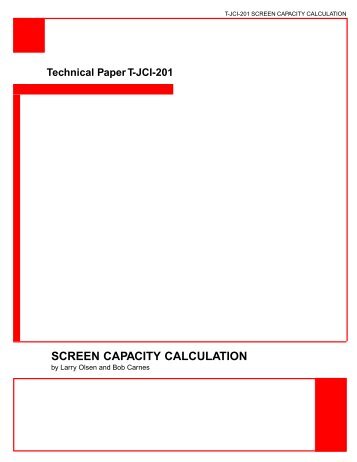 Technical Paper T-JCI-201 SCREEN CAPACITY CALCULATION