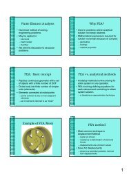 Finite Element Analysis Why FEA? FEA: Basic concept FEA vs ...