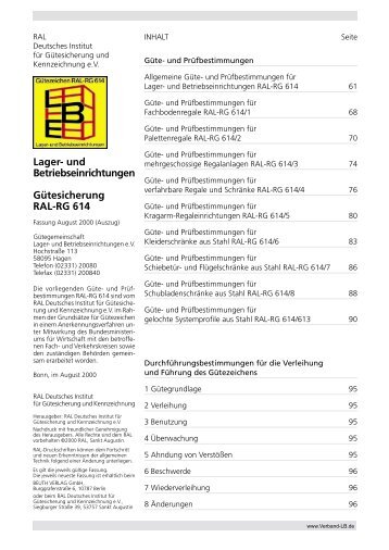 Lager- und Betriebseinrichtungen Gütesicherung RAL-RG 614