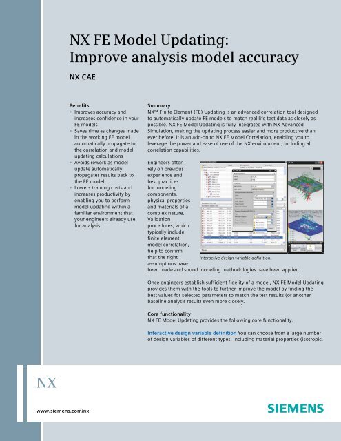 NX FE Model Updating - Siemens PLM Software