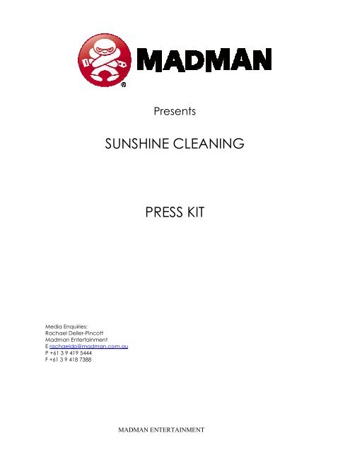 Sunshine Cleaning PRESS KIT.