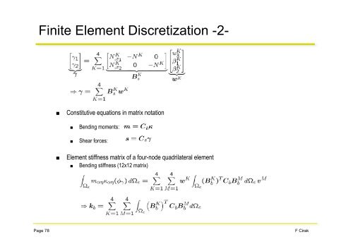 Finite Element Formulation for Plates - Handout 4 -