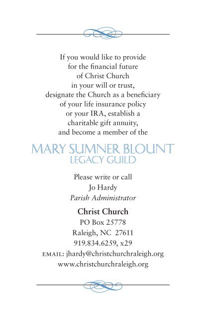 The Mary Sumner Blount Legacy Guild - Christ Church