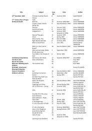 Index of Articles by Title - Christian Israelite Church