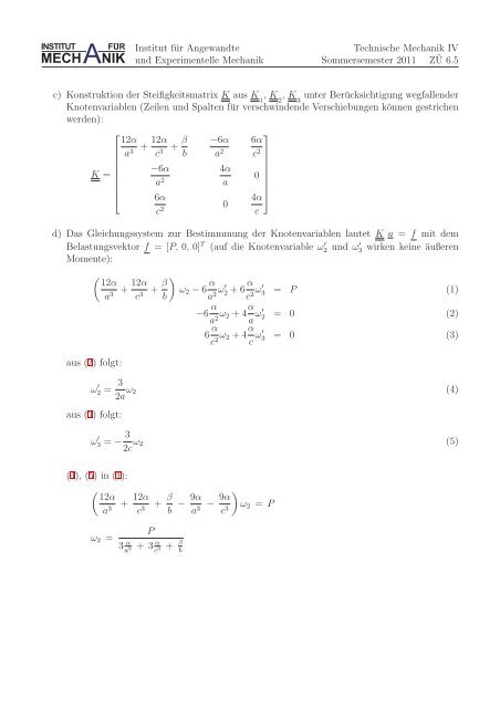 Blatt 6 - Institut für Angewandte und Experimentelle Mechanik