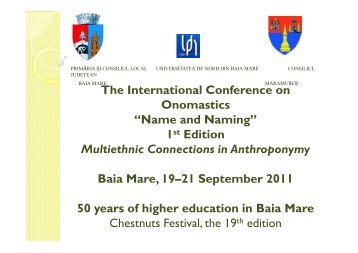 The International Conference on Onomastics “Name and Naming ...