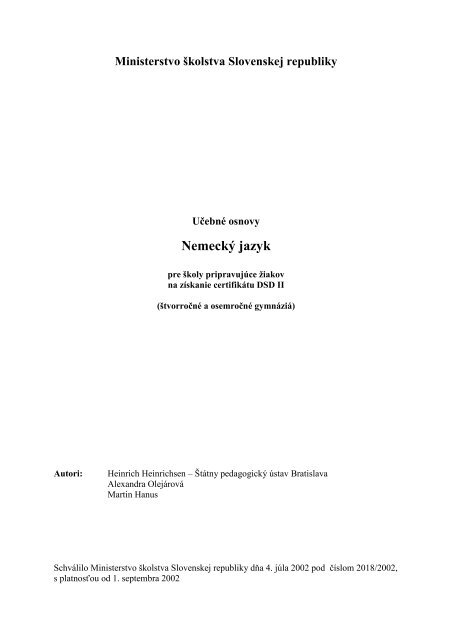 Nemecký jazyk - získanie certifikátu DSD II - Štátny pedagogický ústav