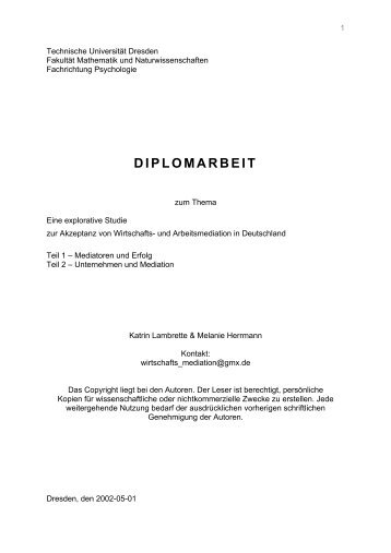 DIPLOMARBEIT - Bundesverband Mediation in Wirtschaft und ...