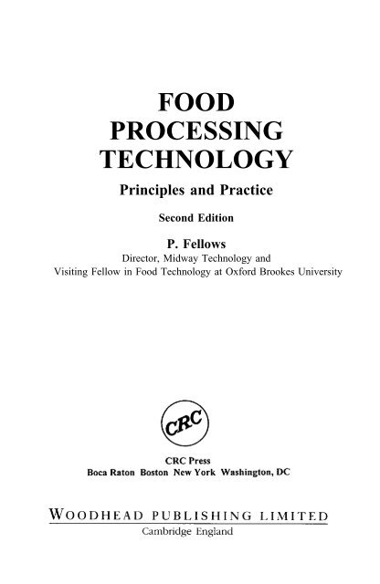 FOOD PROCESSING TECHNOLOGY - A Safe America For Everyone