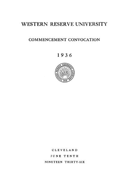 WESTERN RESERVE UNIVERSITY 1936 - Case Western Reserve ...