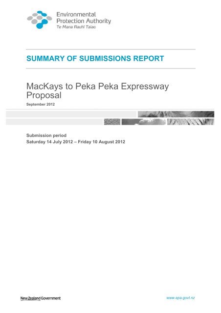 Summary of Submissions Report - Environmental Protection Authority