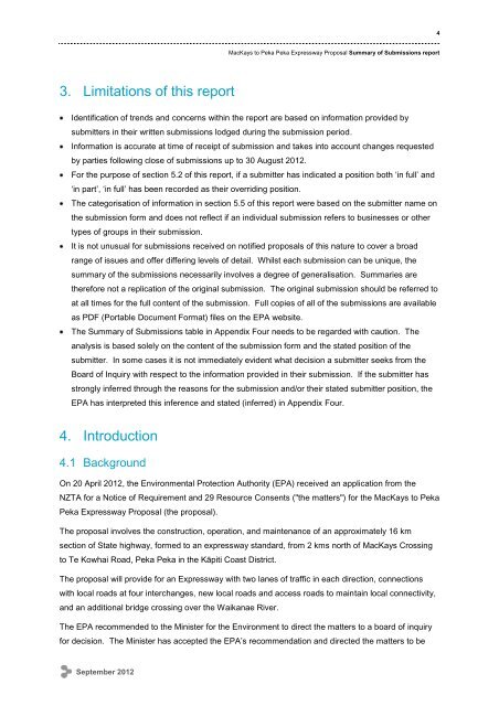 Summary of Submissions Report - Environmental Protection Authority