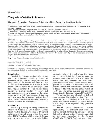 Case Report Tungiasis infestation in Tanzania - The Journal of ...