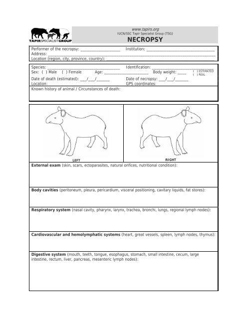 TAPIR FIELD VETERINARY MANUAL - Tapir Specialist Group