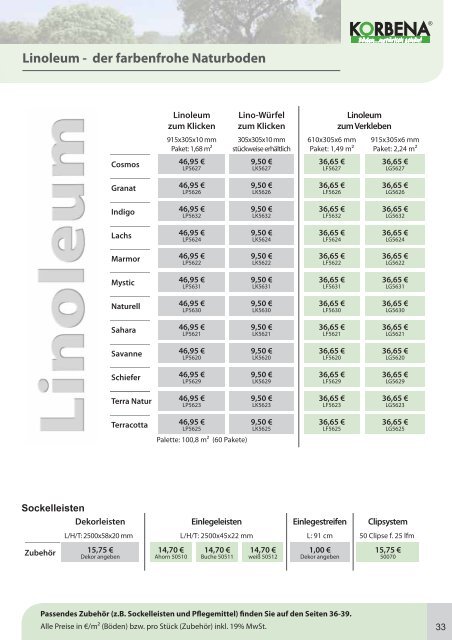 Verkaufspreisliste 2012 - Korbena