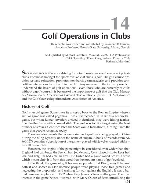 14 Golf Operations in Clubs - CMAA