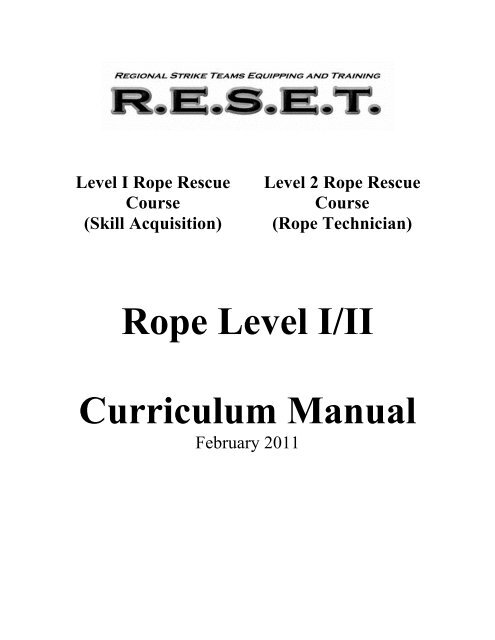 Level I Rope Rescue Course - RESET