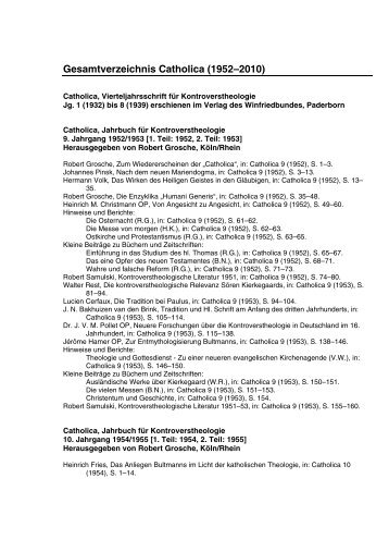 Gesamtverzeichnis Catholica (1952–2010) - Aschendorff