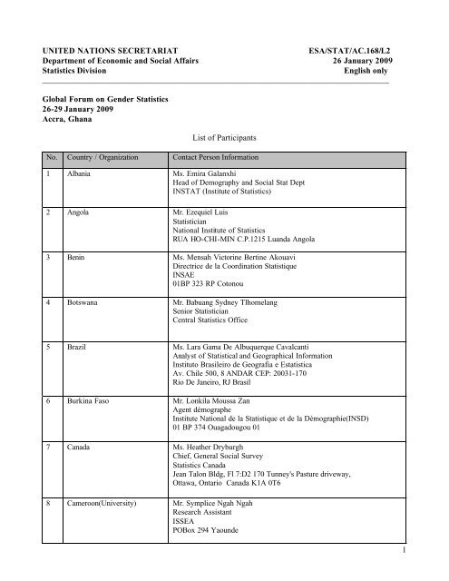 1 UNITED NATIONS SECRETARIAT ESA/STAT/AC.168/L2 ...