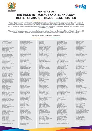 ministry of environment science and technology better ghana ict ...