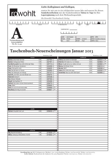 Taschenbuch-Neuerscheinungen Januar 2013 - Rowohlt