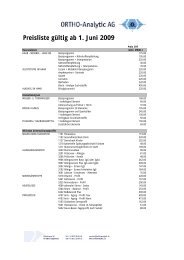 Preisliste gültig ab 1. Juni 2009 - Ortho - Analytic AG