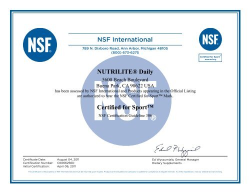 NUTRILITE® Double X™ Certified for Sport™ NSF ... - Amway