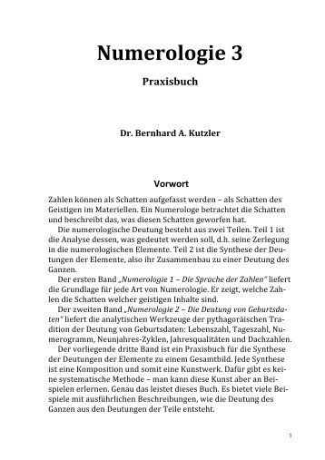 Die numerologische Praxis - Bernhard Kutzler