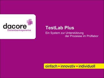 TestLab Plus - dacore Datenbanksysteme AG