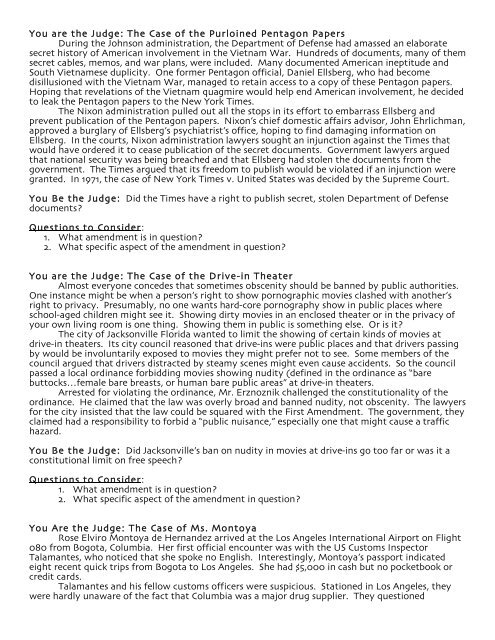 You be the Judge worksheet - Lincoln Public Schools You be the Judge worksheet - Lincoln Public Schools