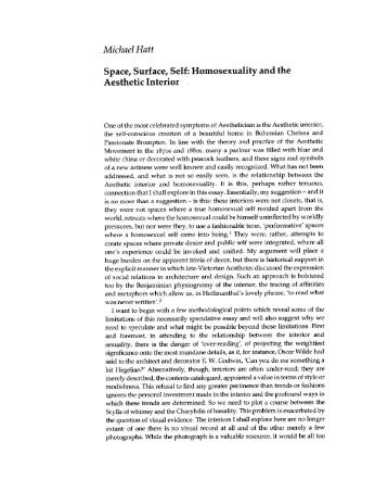 Space, Surface, Self: Homosexuality and the Aesthetic ... - Fritz Haeg