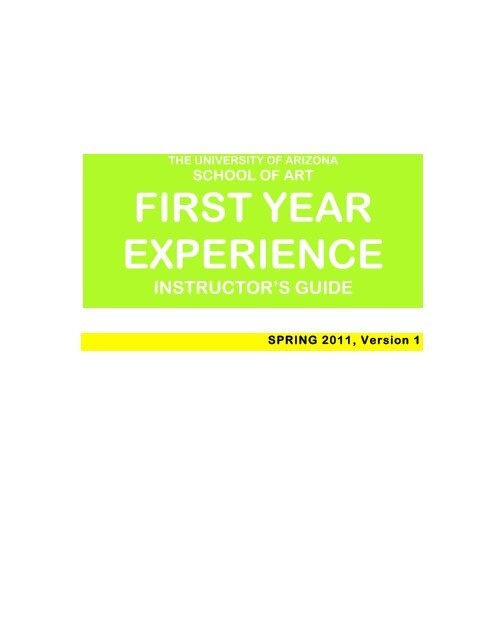 School of Art, First Year Experience Instructor's Guide
