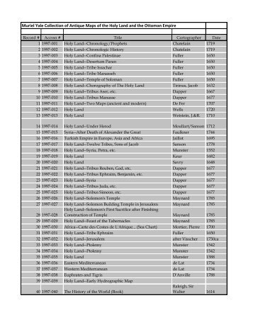Muriel Yale Collection of Antique Maps of the Holy Land ... - Spertus