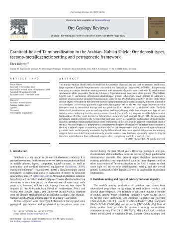 Granitoid-hosted Ta mineralization in the Arabian–Nubian Shield ...