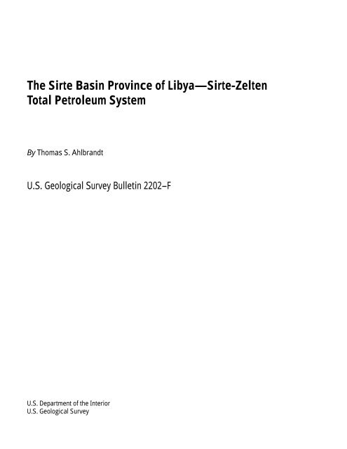 The Sirte Basin Province of Libya—Sirte-Zelten Total ... - the USGS